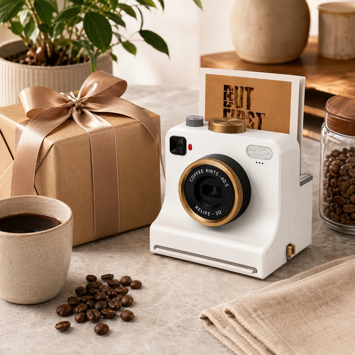 White Lumo latte art camera as a gift